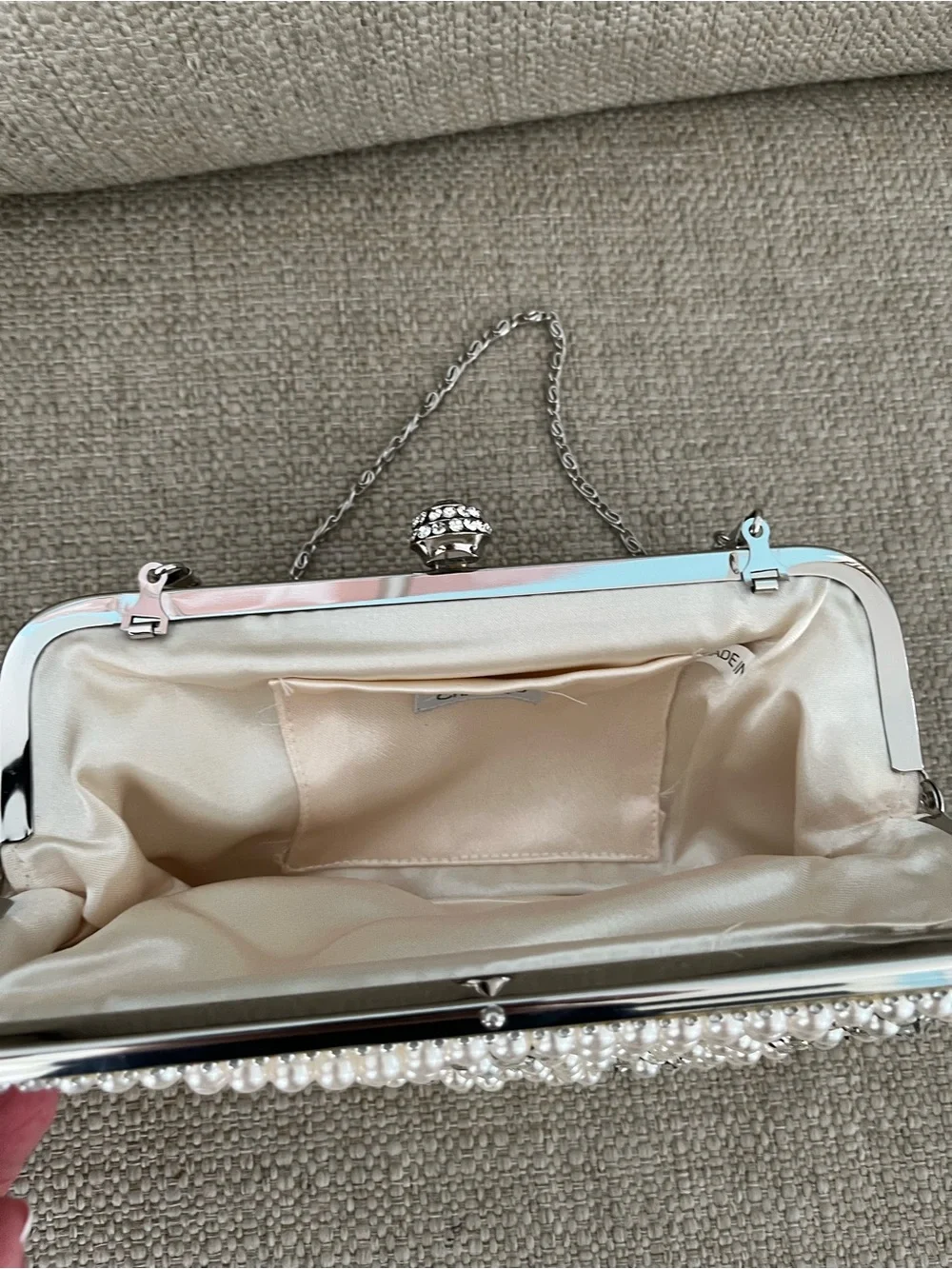 Pearl and Crystal Evening Clutch - Ivory